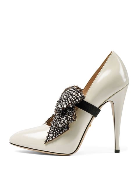 gucci elaisa crystal bow pump